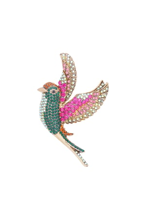 Colourful wings brooch - Pink & green h5 