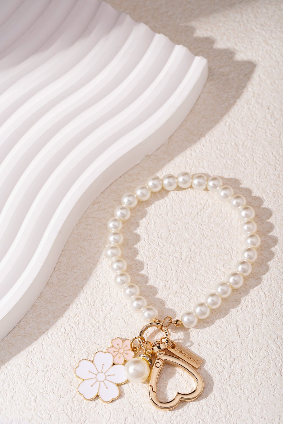 Pendentif fleur fait main en perles - Blanc Image4