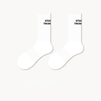 1 Paar einfache, wadenlange Baumwollsocken mit Buchstabenstickerei h5 