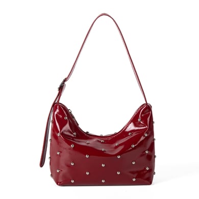 Borsa da donna in PU con rivetti, tinta unita, semplice, 1 pezzo h5 Immagine3