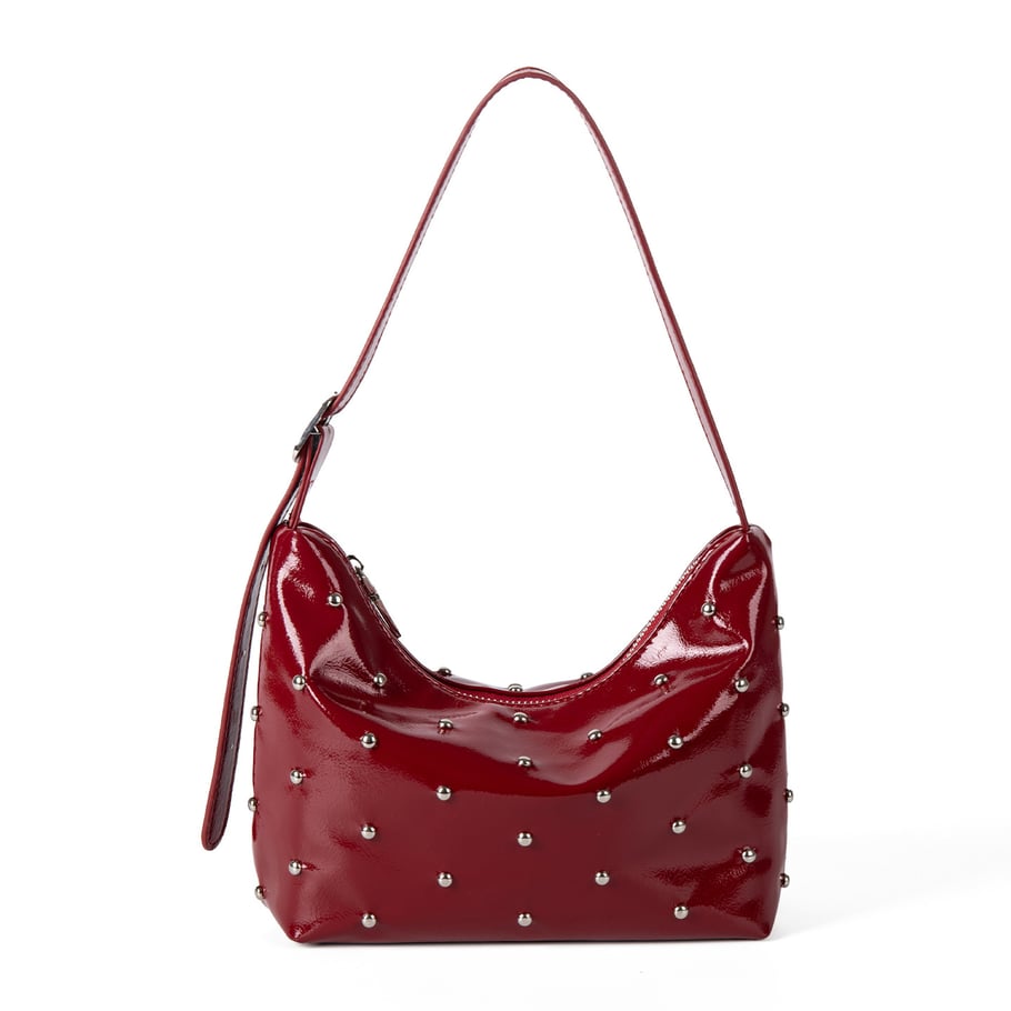 Borsa da donna in PU con rivetti, tinta unita, semplice, 1 pezzo Immagine3