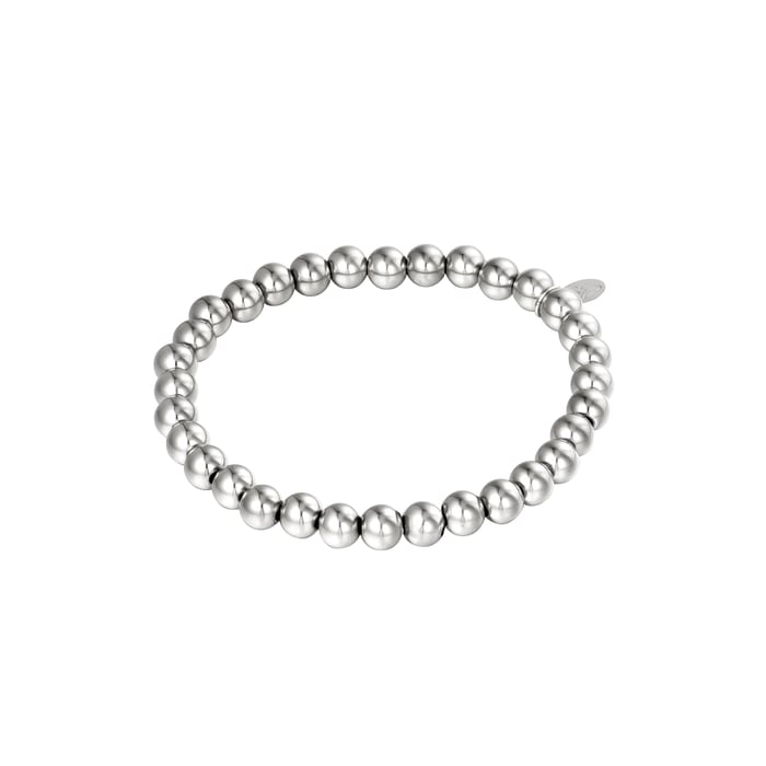 Armband große Perlen Silber Edelstahl-6MM 