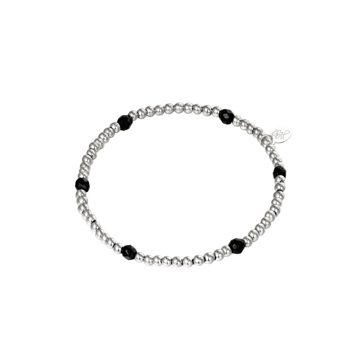 Bracelet Diamond Beads Silver Color Stainless Steel 