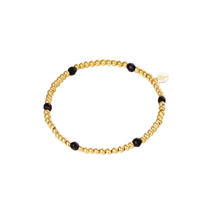 Bracelet Diamond Beads Gold Color Stainless Steel 