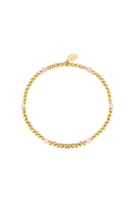 Pink & Gold / Bracelet Diamond Beads Pink & Gold Color Stainless Steel Picture3