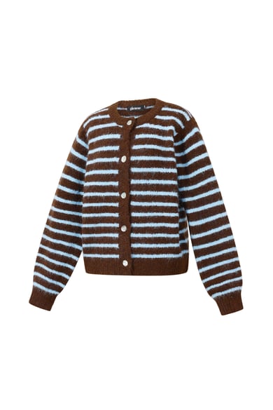 Polyesterfaser (Polyester) Strickjacke Streifen Lässige Herbst-/Winterkleidung h5 Bild2