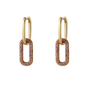 Copper linked earrings with zircon stones - Small h5 