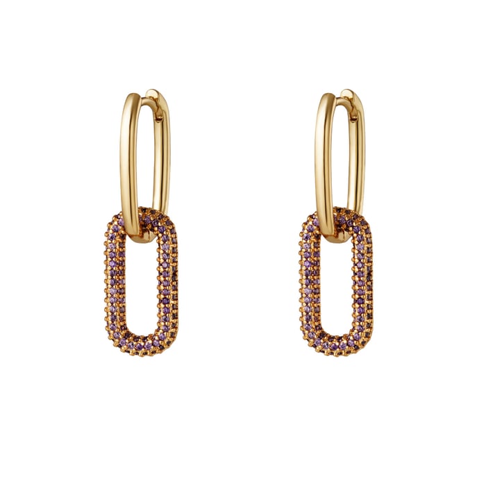 Copper linked earrings with zircon stones - Small 