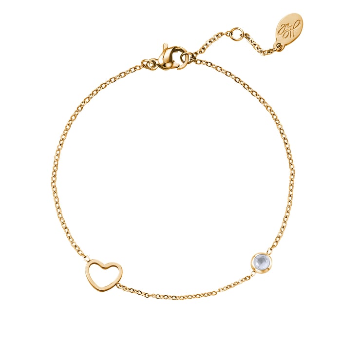 Birthstone bracelet January Gold color 