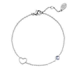 Bracciale con pietra portafortuna Marzo argento Azzurro Acciaio inossidabile h5 