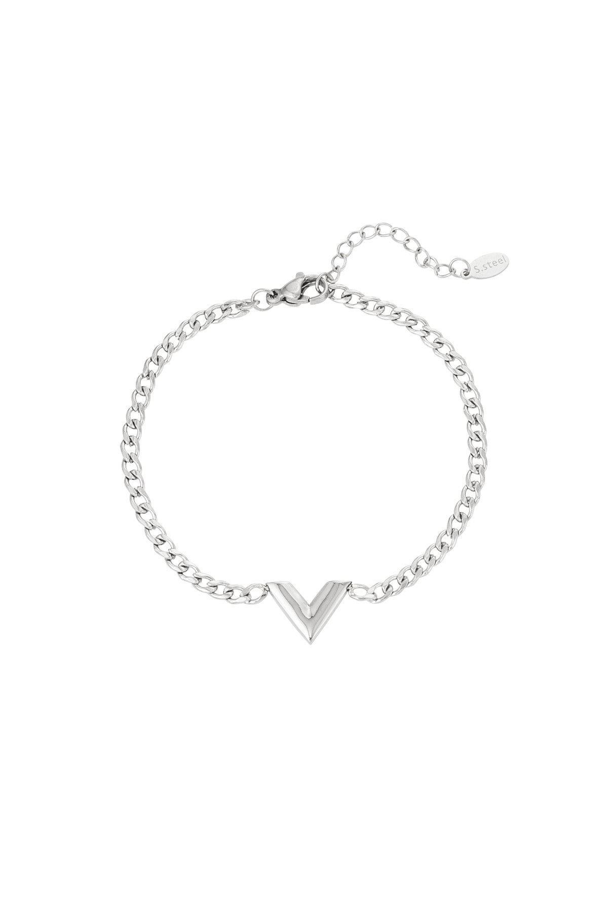 stainless steel bracelet letter v  