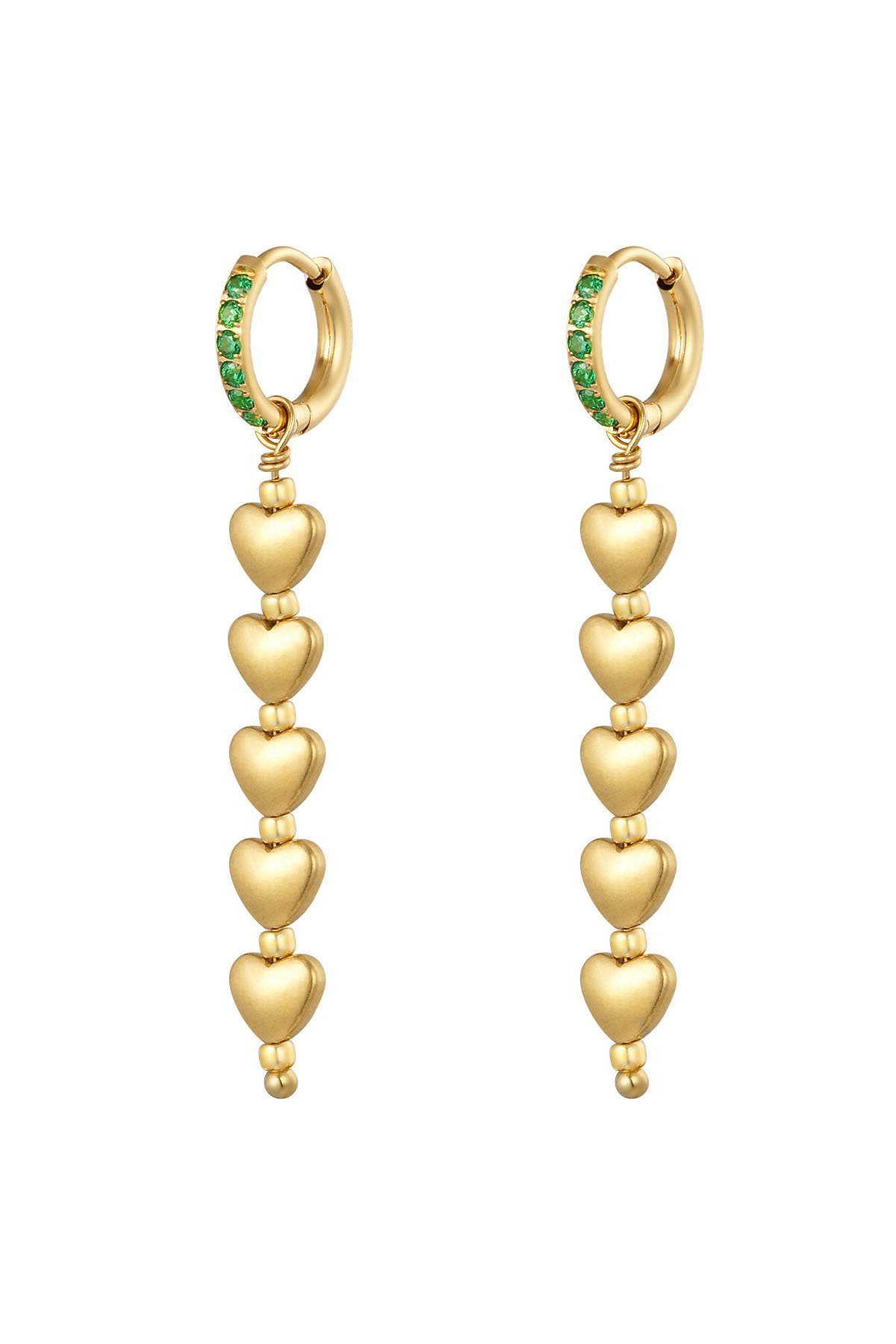 Five hearts earrings - #summergirls collection Green &amp; Gold Color Hematite 