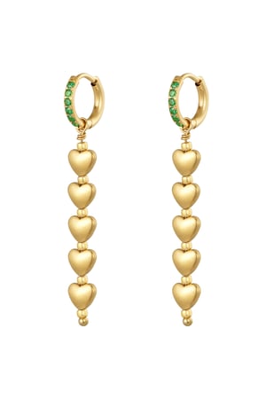 Five hearts earrings - #summergirls collection Green & Gold Color Hematite h5 