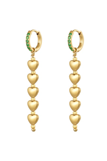 Five hearts earrings - #summergirls collection Green & Gold Color Hematite