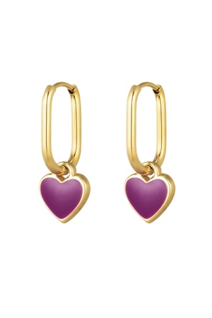 Colored heart earrings Purple Stainless Steel h5 