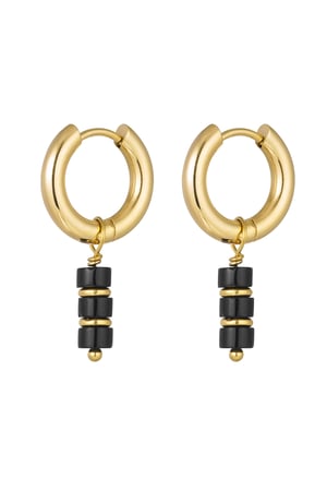 Colorful earrings - #summergirls collection Black & Gold Color Stainless Steel h5 