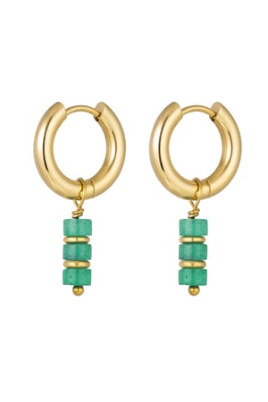 Colorful earrings - #summergirls collection Green & Gold Color Stainless Steel h5 