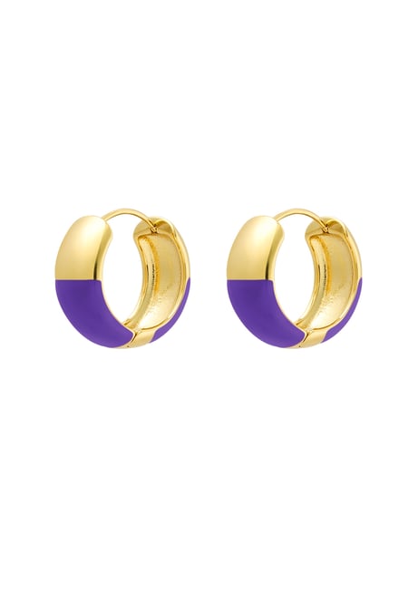 Pendientes medio color - Morado Acero Inoxidable 2