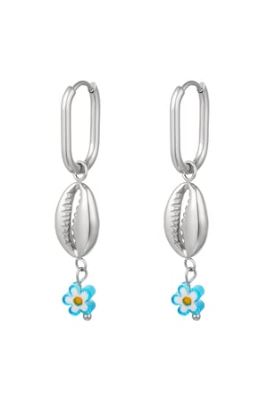 Blue daisy earrings - Beach collection Silver Color Stainless Steel h5 