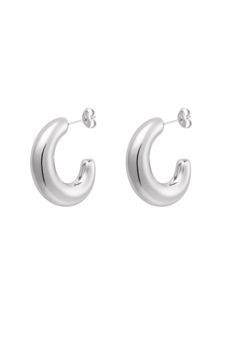 Basic half moon earrings - Silver Color color 