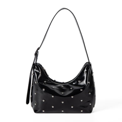 Borsa da donna in PU con rivetti, tinta unita, semplice, 1 pezzo h5 