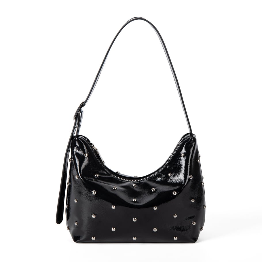 Borsa da donna in PU con rivetti, tinta unita, semplice, 1 pezzo 