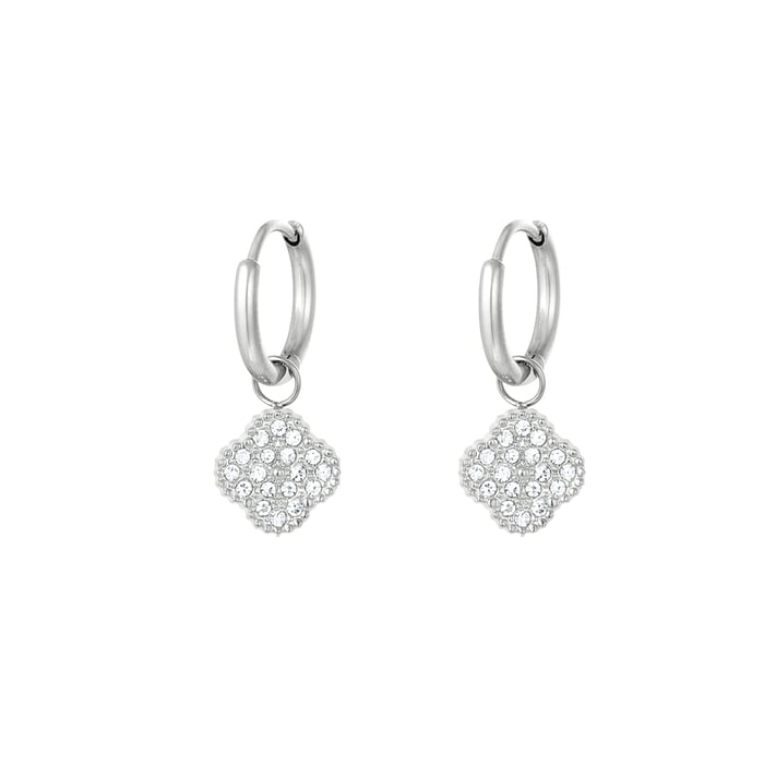 Boucles d'oreilles trèfle avec strass 