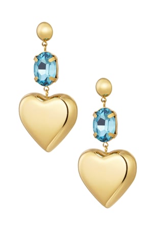 Earrings heart with stone - Gold color/blue Stainless Steel h5 