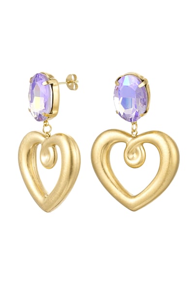 Earrings heart with glass bead - silver color Stainless Steel h5 