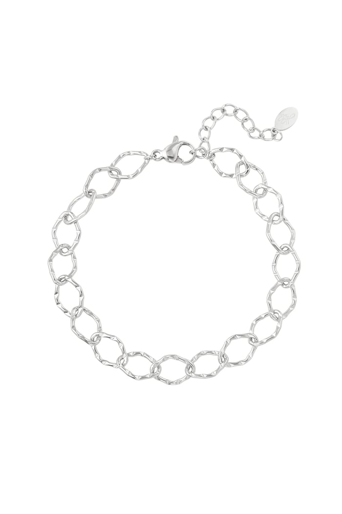 Bracelet round links - silver color Stainless Steel 