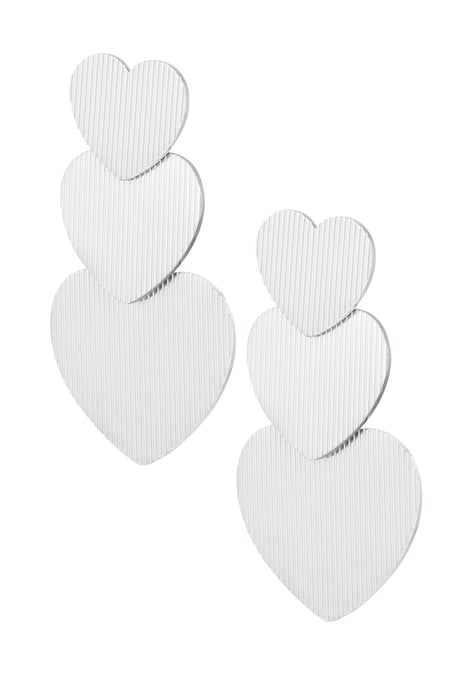 Pendientes 3 veces corazón - plata Acero inoxidable