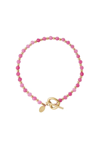 Beaded bracelet heart lock - green/Gold color Stainless Steel h5 