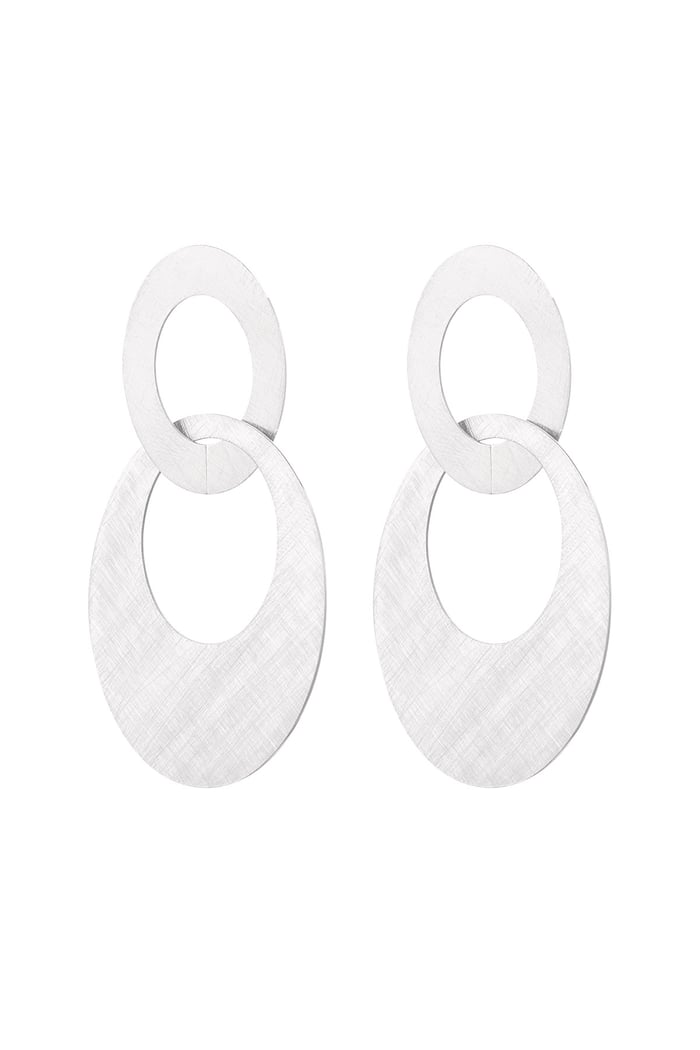 Earrings connected ovals - Silver Color color 