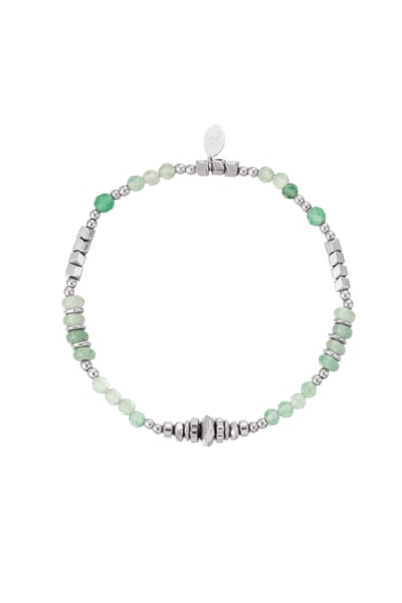 Bracelet bead party - green & silver color Stainless Steel