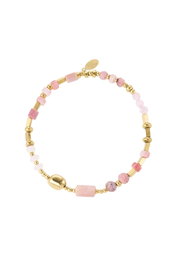 bracciale mix di perline - acciaio inossidabile rosa e colore oro 2