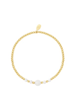 Bracciale perline Colore oro/bianco White gold Stone h5 