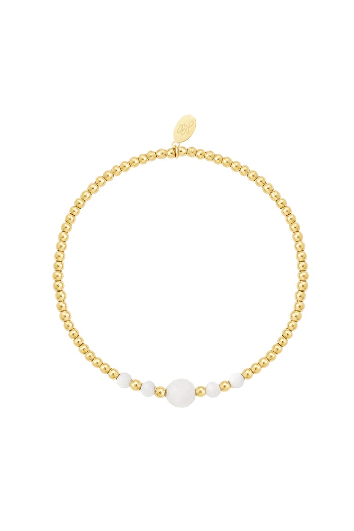 Bracciale perline Colore oro/bianco White gold Stone 