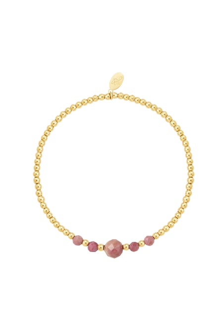 Bracelet beads Gold Color/pink Pink & Gold Stone