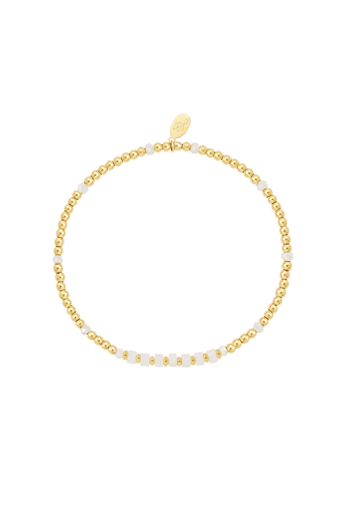 Bracelet different beads - Gold color/white Stainless Steel 