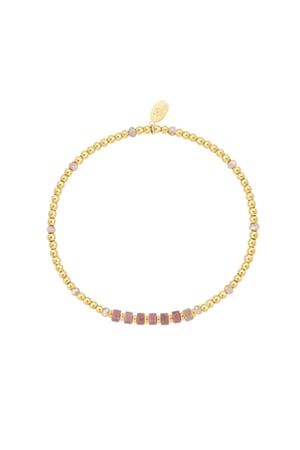 Bracelet different beads - Gold color/pink Stainless Steel h5 