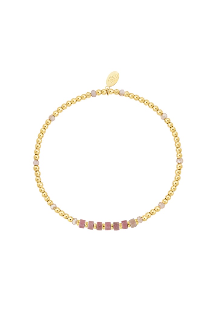 Bracelet different beads - Gold color/pink Stainless Steel 