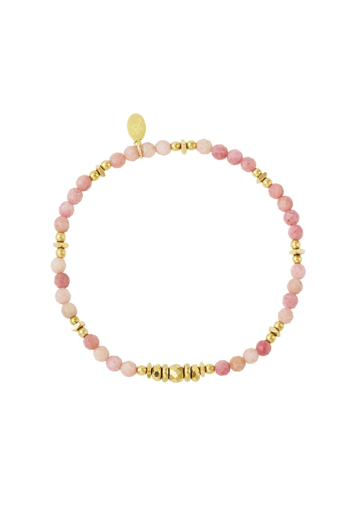 Perlenarmband Farbe - Goldfarbe/Rosa Edelstahl 