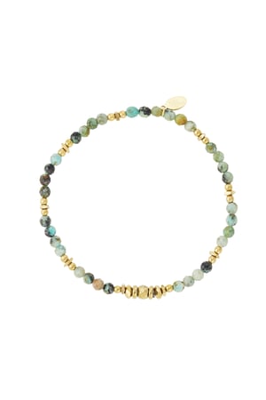 Beaded bracelet color - gold/dark green stainless steel h5 