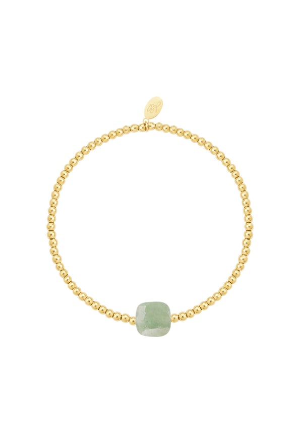 Bracelet beads with large stone - Natural stone collection Green Stainless Steel 2