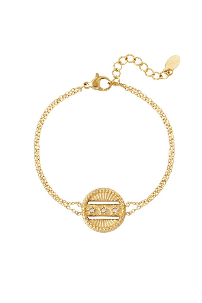 Armband mit runder Münze – Goldfarbe - Goldfarbefarbe 