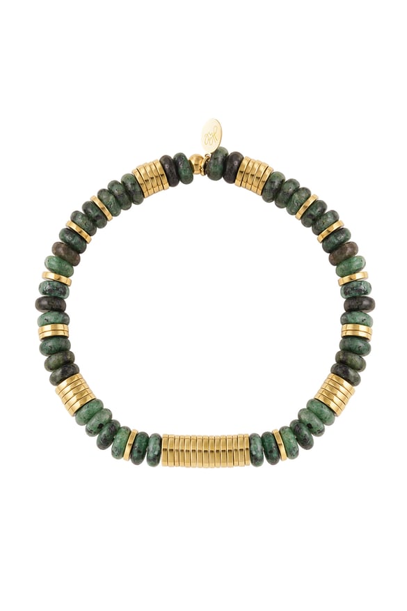Gliederarmbandperlen - Goldfarbe/grün Grün &amp; Goldfarbe Edelstahl 2
