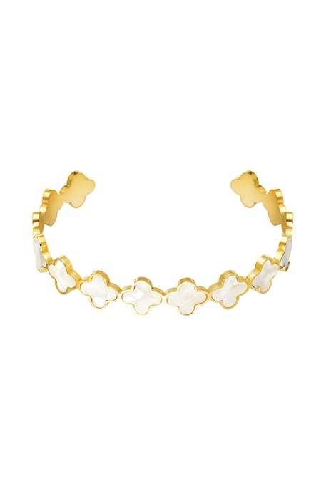 Bracciale trifogli - Colore oro/bianco Gold Stainless Steel