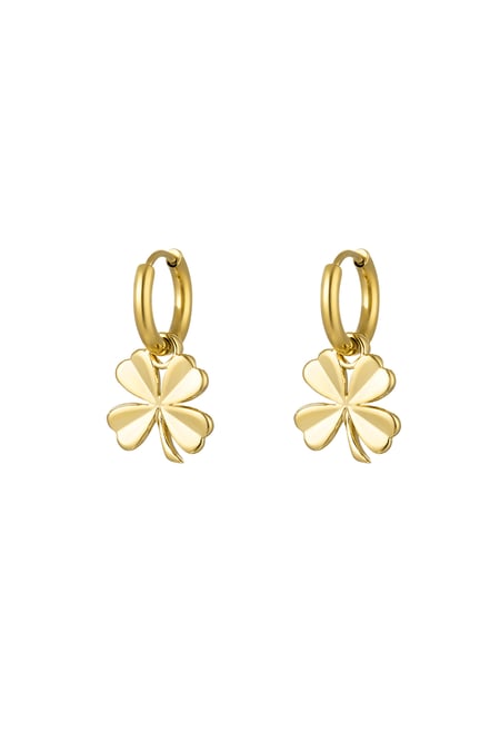 Earrings basic four-leaf clover - Gold Color Stainless Steel