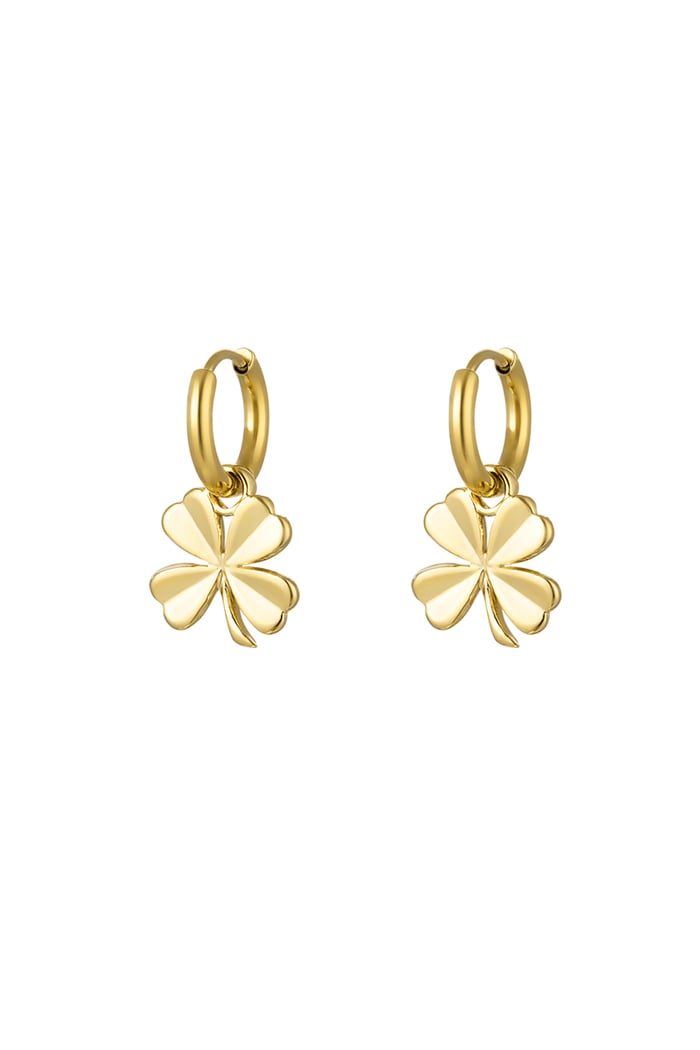 Earrings basic four-leaf clover - Gold Color Stainless Steel 