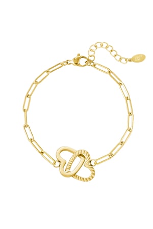 Link bracelet linked hearts - Gold Color Stainless Steel h5 